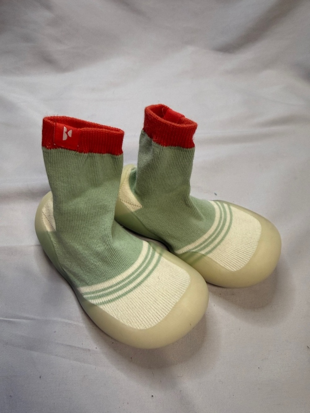 NWOT Cream and Yellow Baby Walker Shoes with Knitted Upper